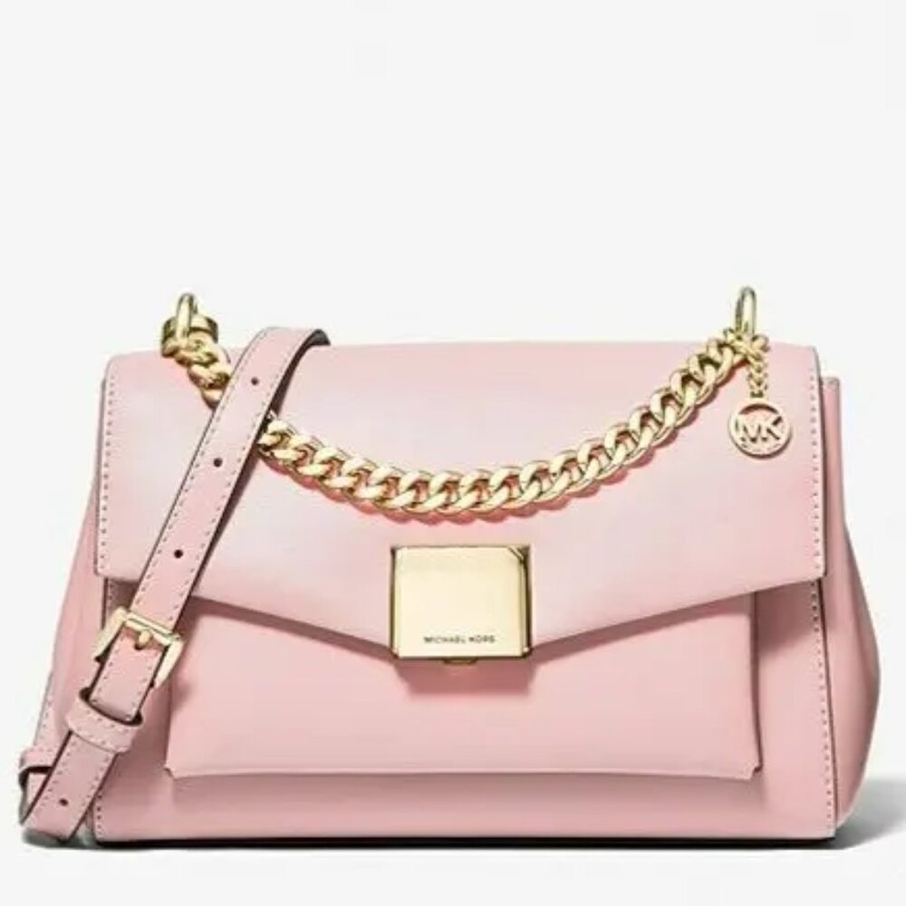 MICHAEL KORS LITA MD POWDER BLUSH PINK GOLD CHAIN CROSSBODY SHOULDER BAG NWT!
